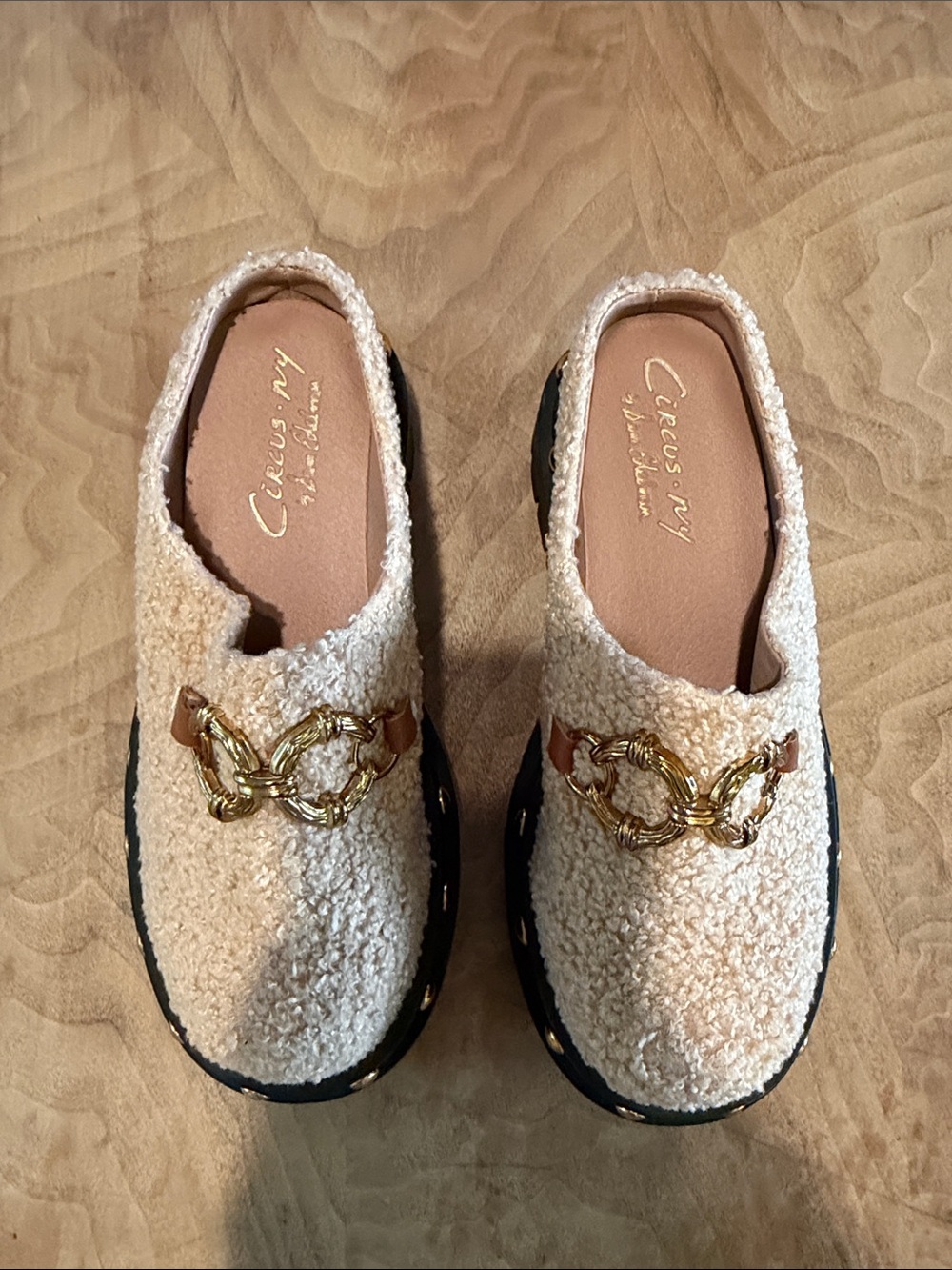 Circus - Sam Edelman Annie Shearling Studded Lug Sole Mules Size 6 - Picture 2 of 7